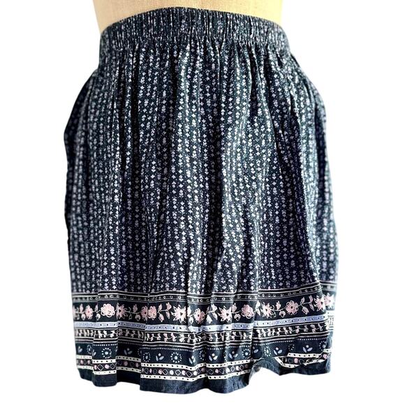 Womens Skirt Size Small Blue Floral Peasant Cottage Earthy Modest Retro Everyday - Picture 1 of 8